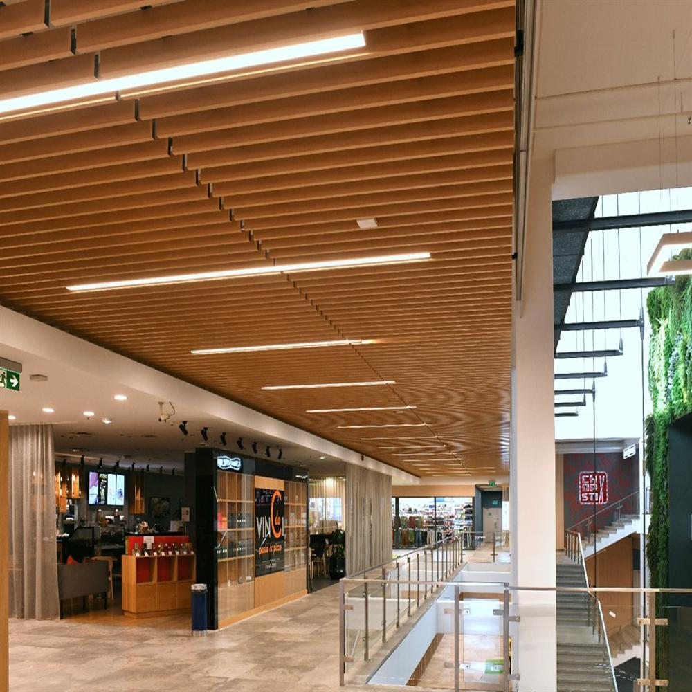 wooden baffle ceiling