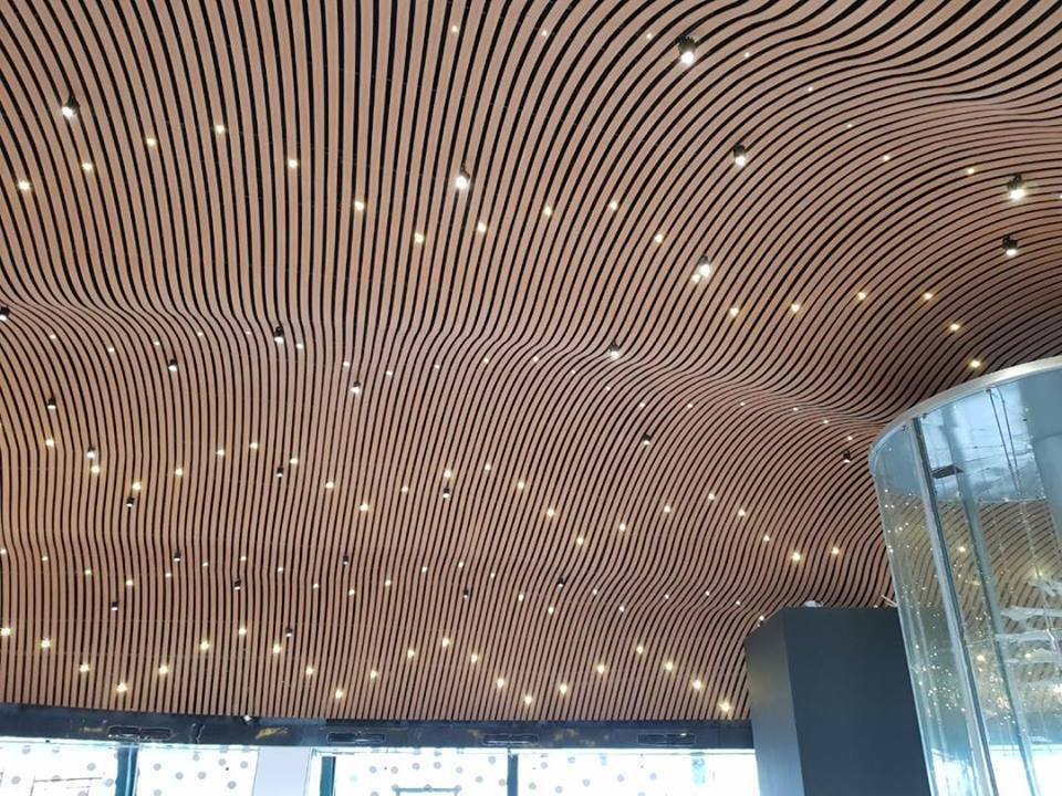 wooden baffle ceiling