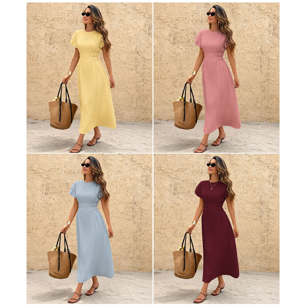 One Piece Dress Cinched Glazed Cotton