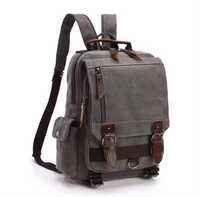 Gray Canvas Convertible Sling Backpack