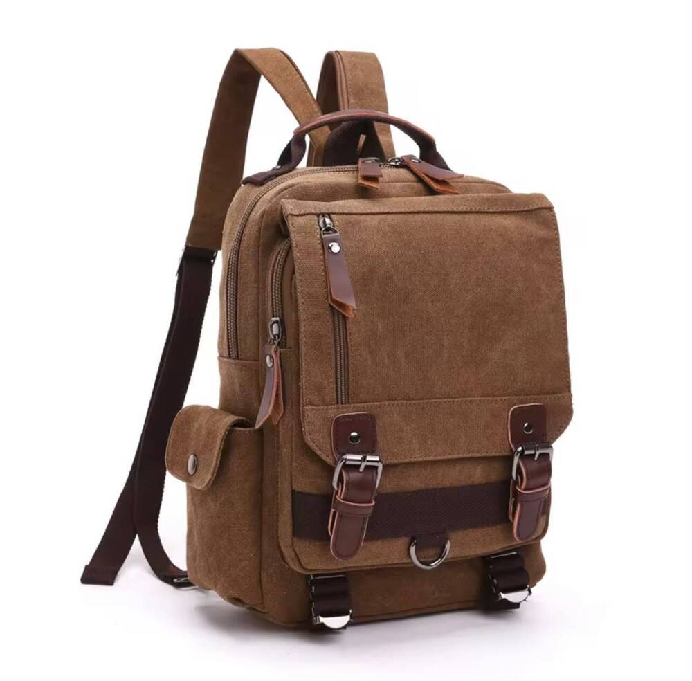 Vintage Style Brown Canvas Backpack