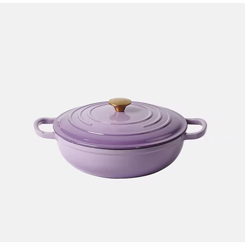 Purple Enameled Cast Iron Wide Round Dutch Oven