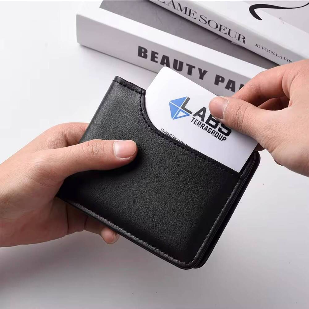 Black Faux-leather Bifold Wallet