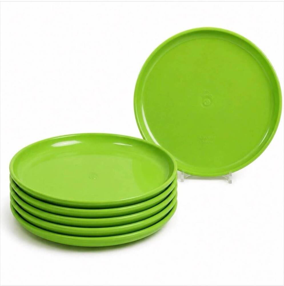 Green Round Plastic Dinner Plates