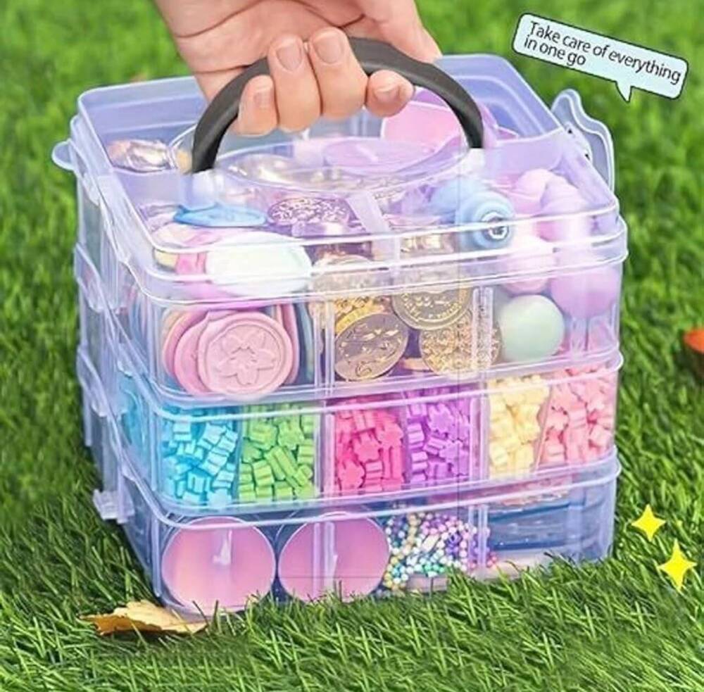 Multi Tier Transparent Plastic Storage Box Filled