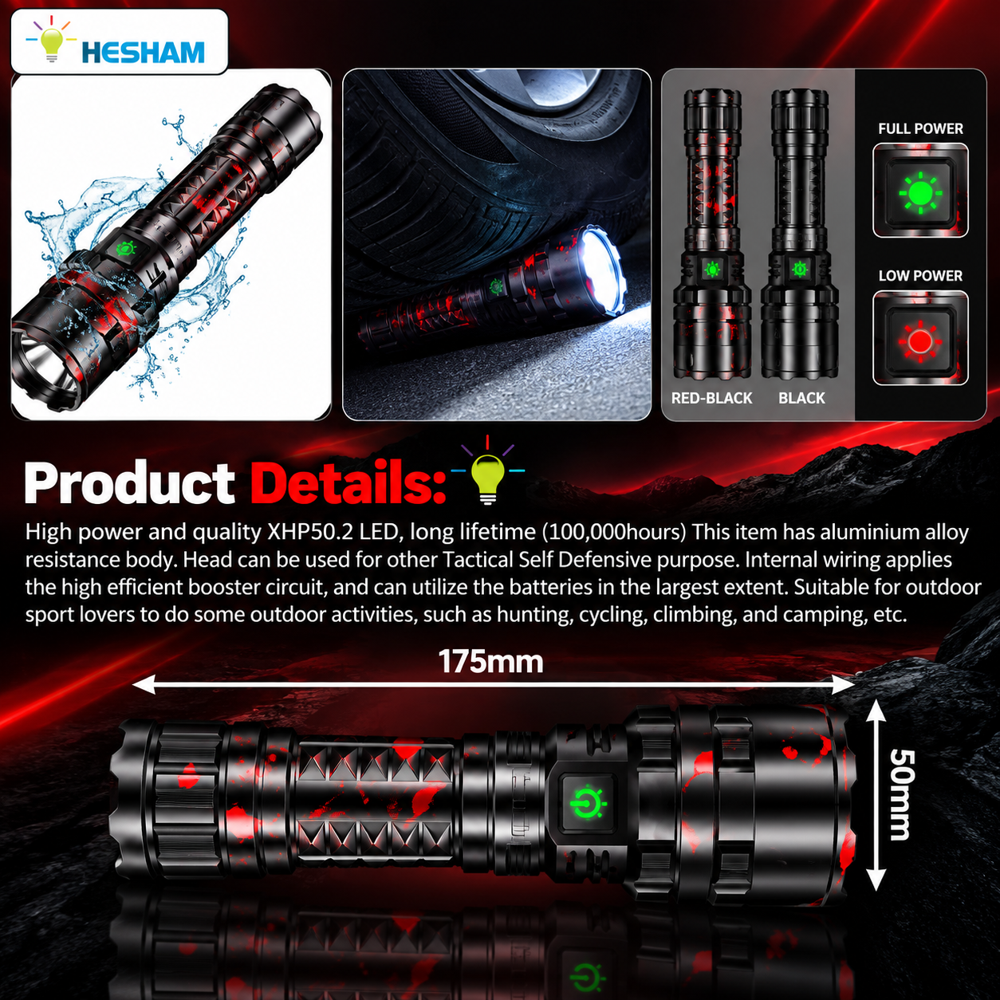 High Power Waterproof Self Defensive Torch XHP 50 Light