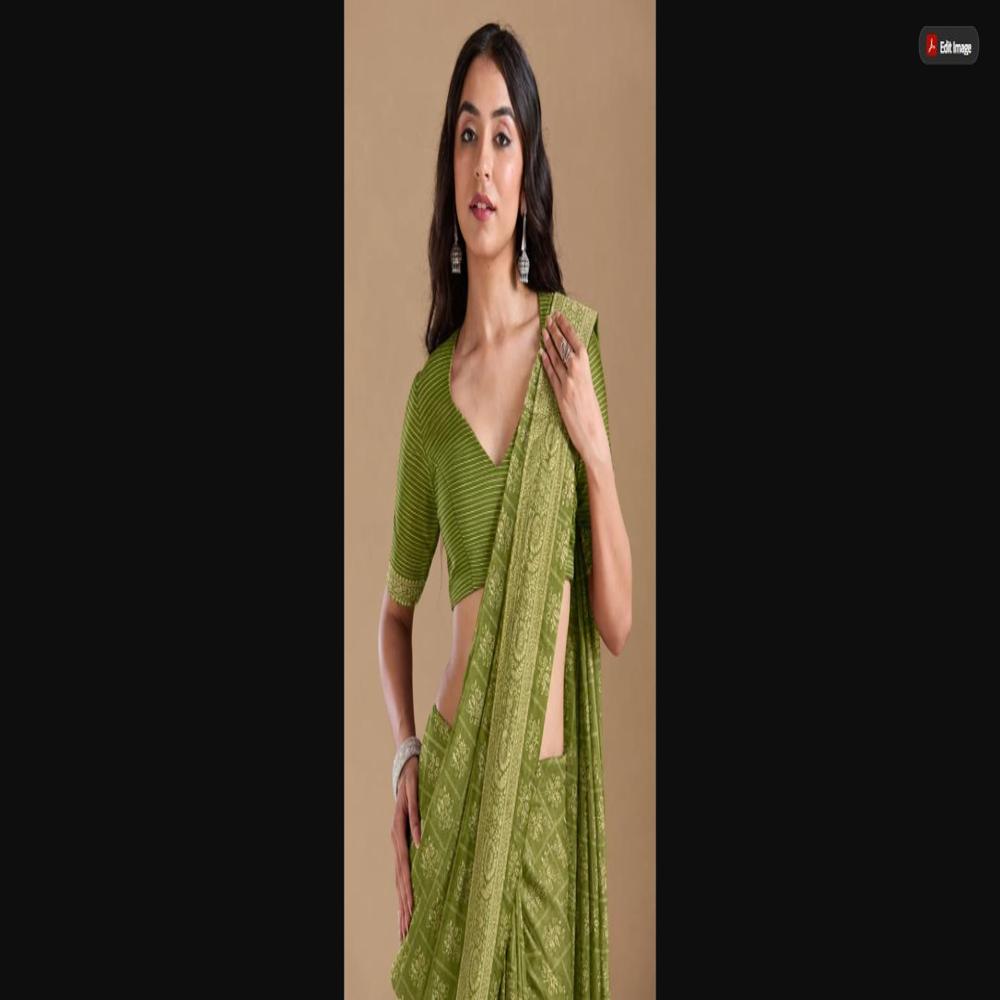 Olive Green Cotton Saree With Floral Butta Weaving & Rich Zari Pallu - Occasion: Party Wear