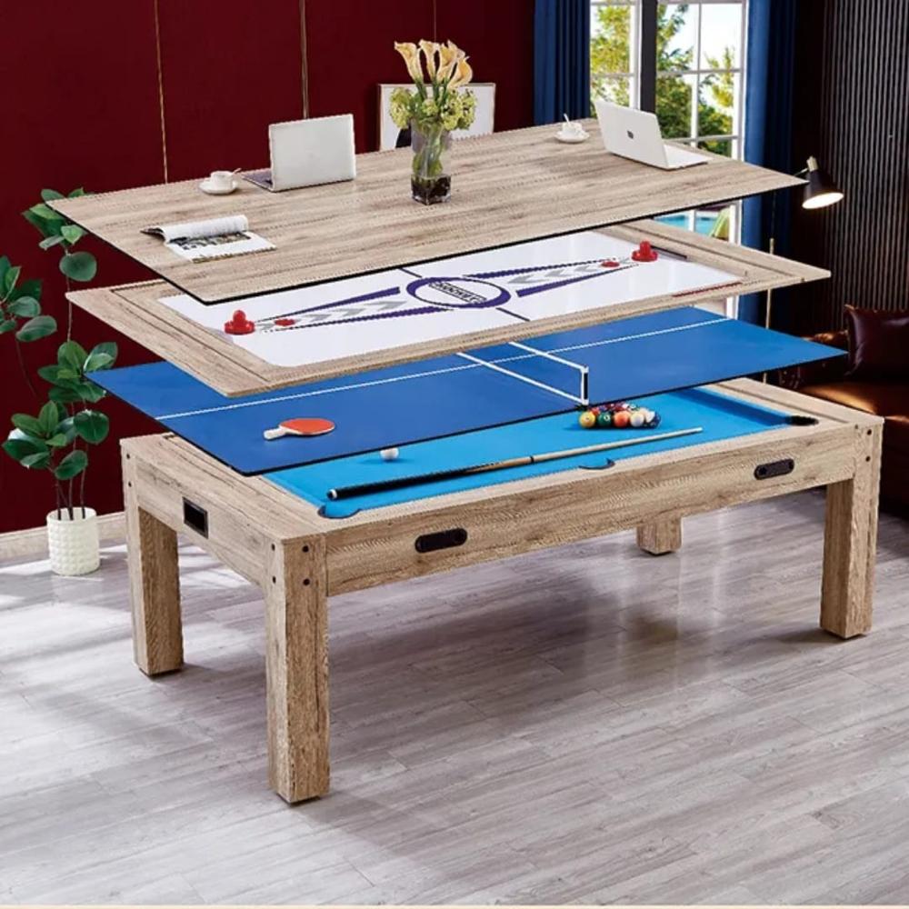 Billiardo 4 in 1 Multi Game Pool Table with Electric Air Hockey, Table Tennis Top and Dinning / Conference Table Top 