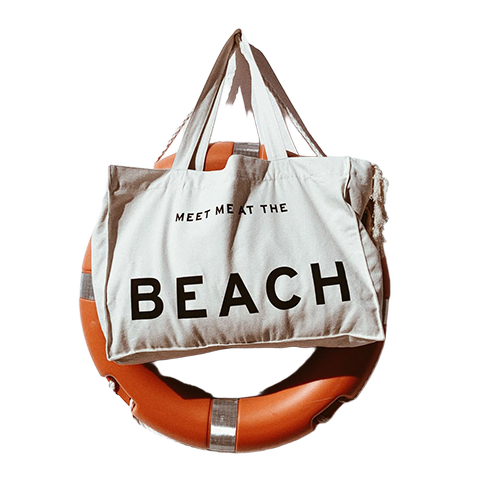Beach Bags - Color: White With Black Text