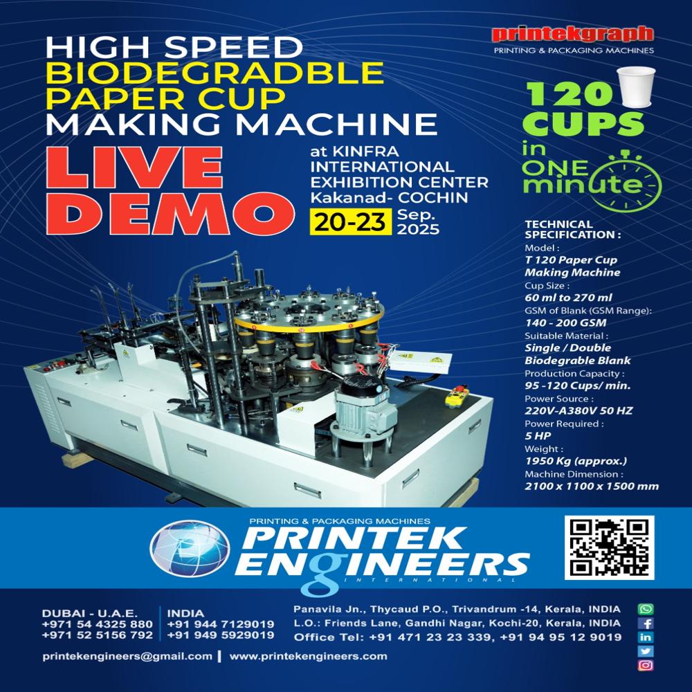 Biodegradable Paper Cups Machine - Capacity: 6000