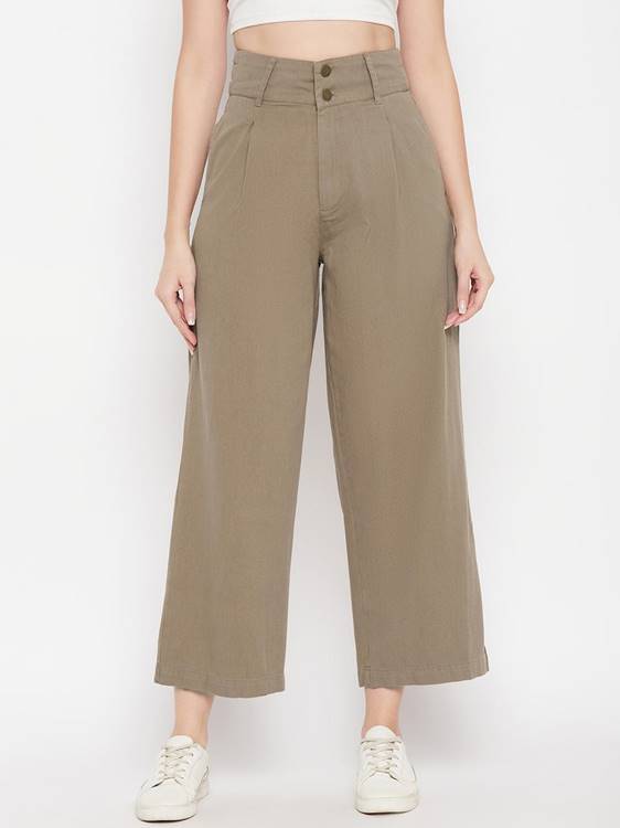 Ladies Plain Brown Pant
