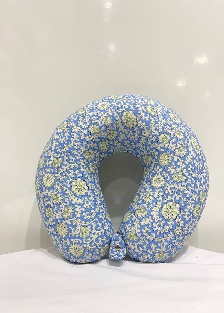 Blue Floral U-Shaped Neck Pillow