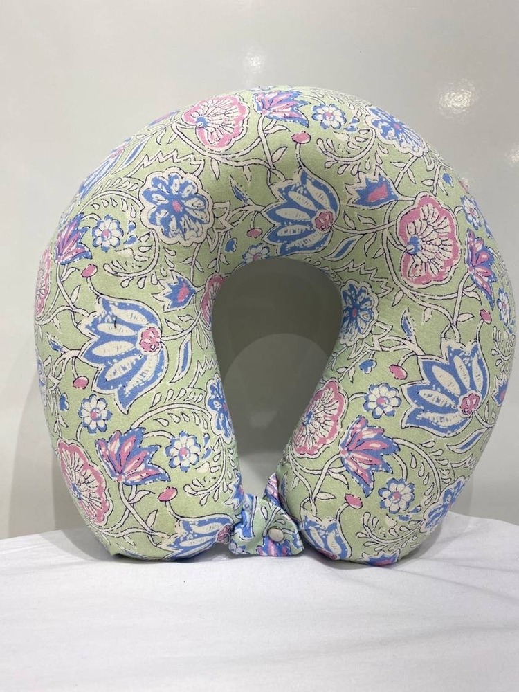 Green Floral U-Shaped Neck Pillow