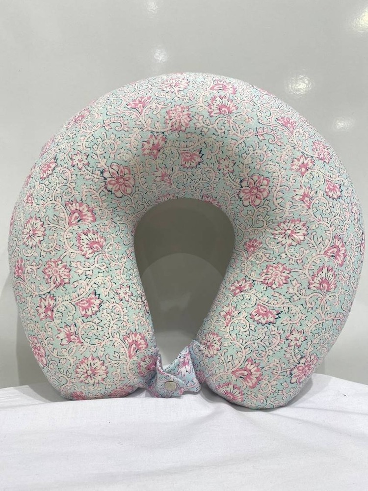 Light Green Floral U-Shaped Neck Pillow