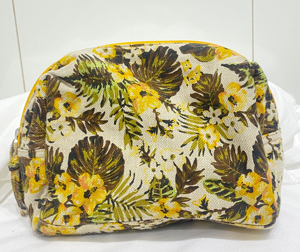 Yellow Floral Cosmetic Pouch