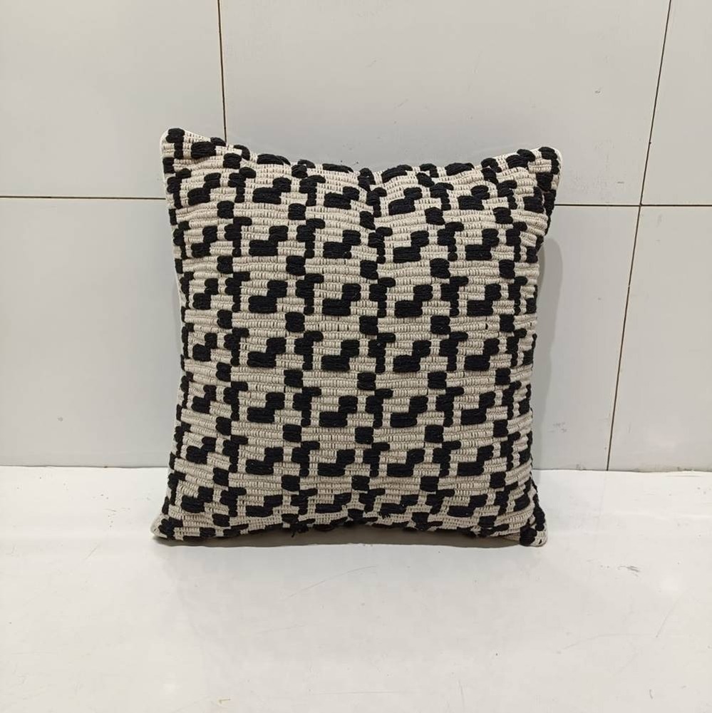 Black & White Woven Pattern Cushion