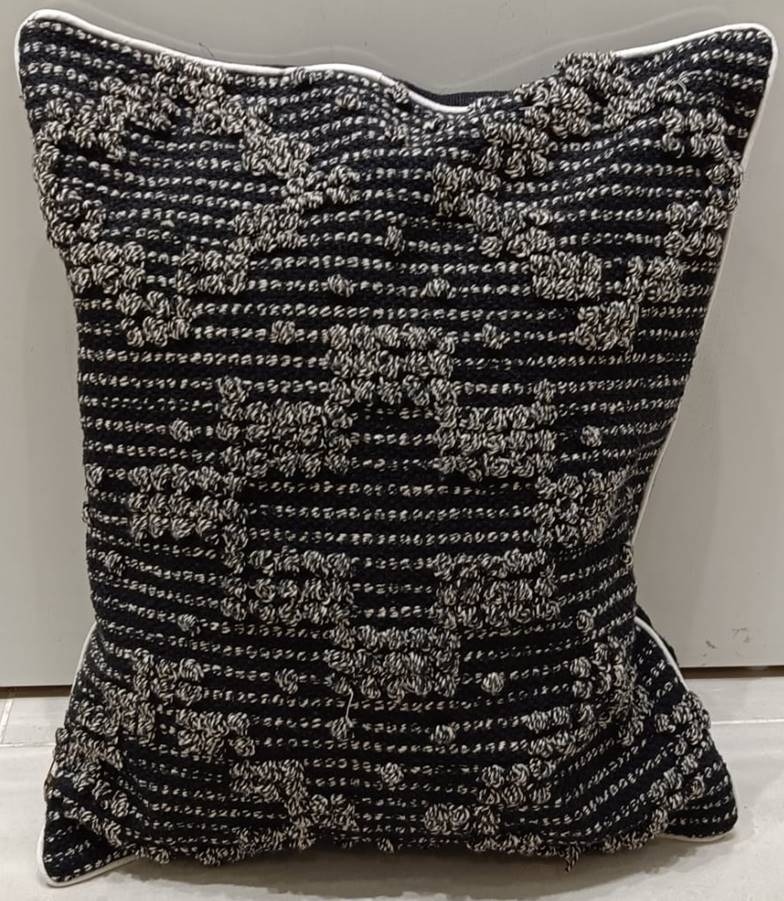 Black & White Button Embellished Cushion