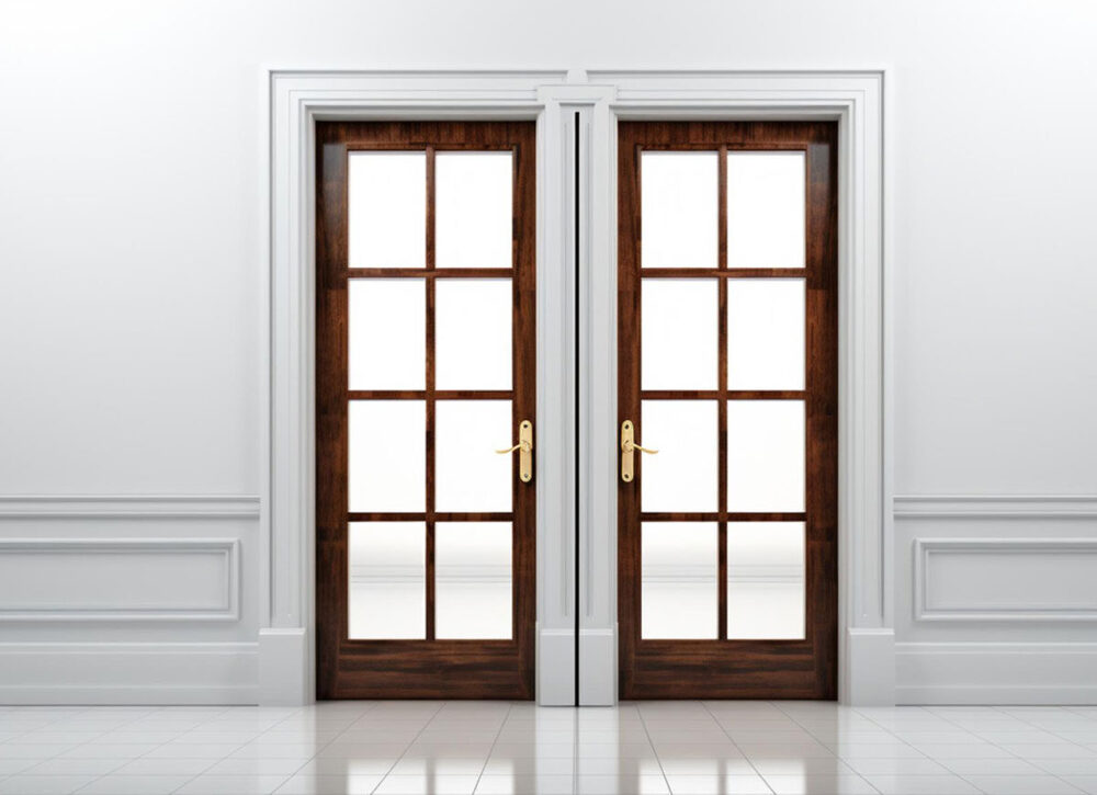 Dark Wood French Double Doors