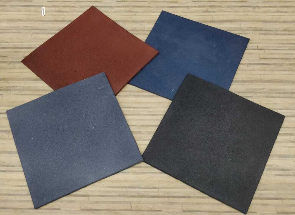 Gym Rubber Tiles - Recycled Rubber (Sbr), 20x20 Inch / 1x1 Meter, Multi-color, 08mm To 50mm Thickness | Non-slip, Shock Absorbent, Indoor/outdoor Use