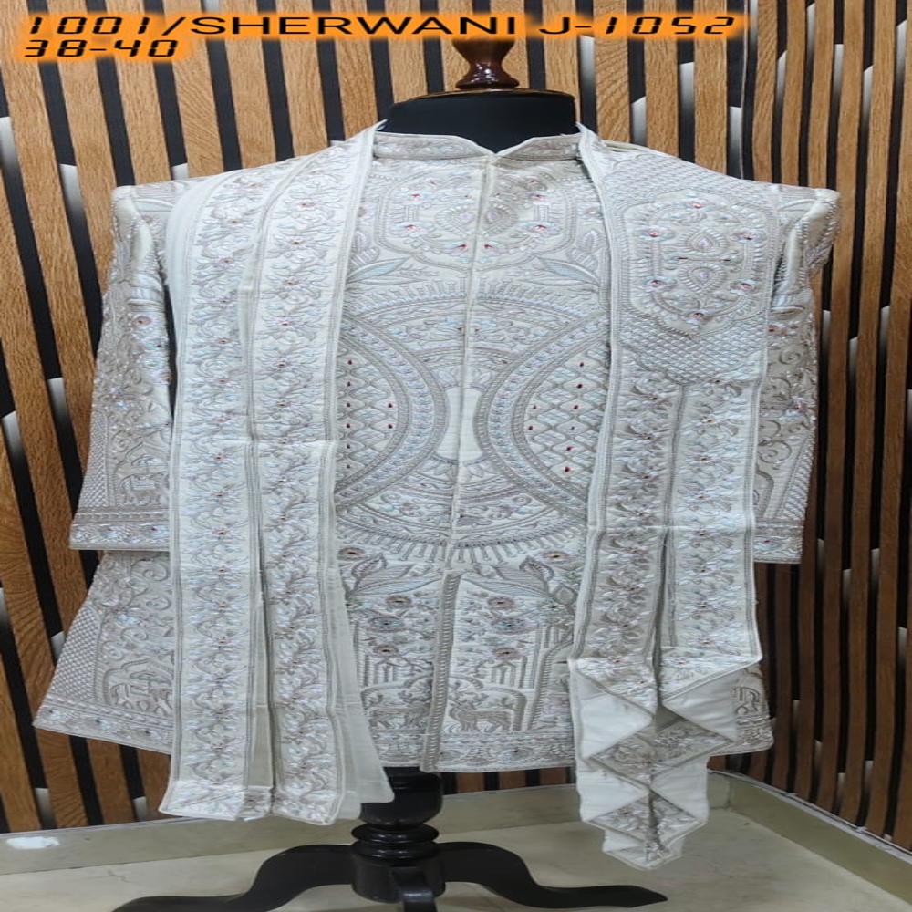 Embroidered Designer Sherwani with Intricate Paisley Motif Work and Stole for Men