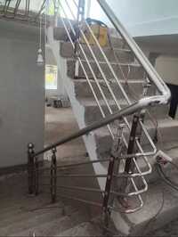 Stainless Steel Modern Staircase Railing - Arm Length: Custom-fitted To Stair Dimensions