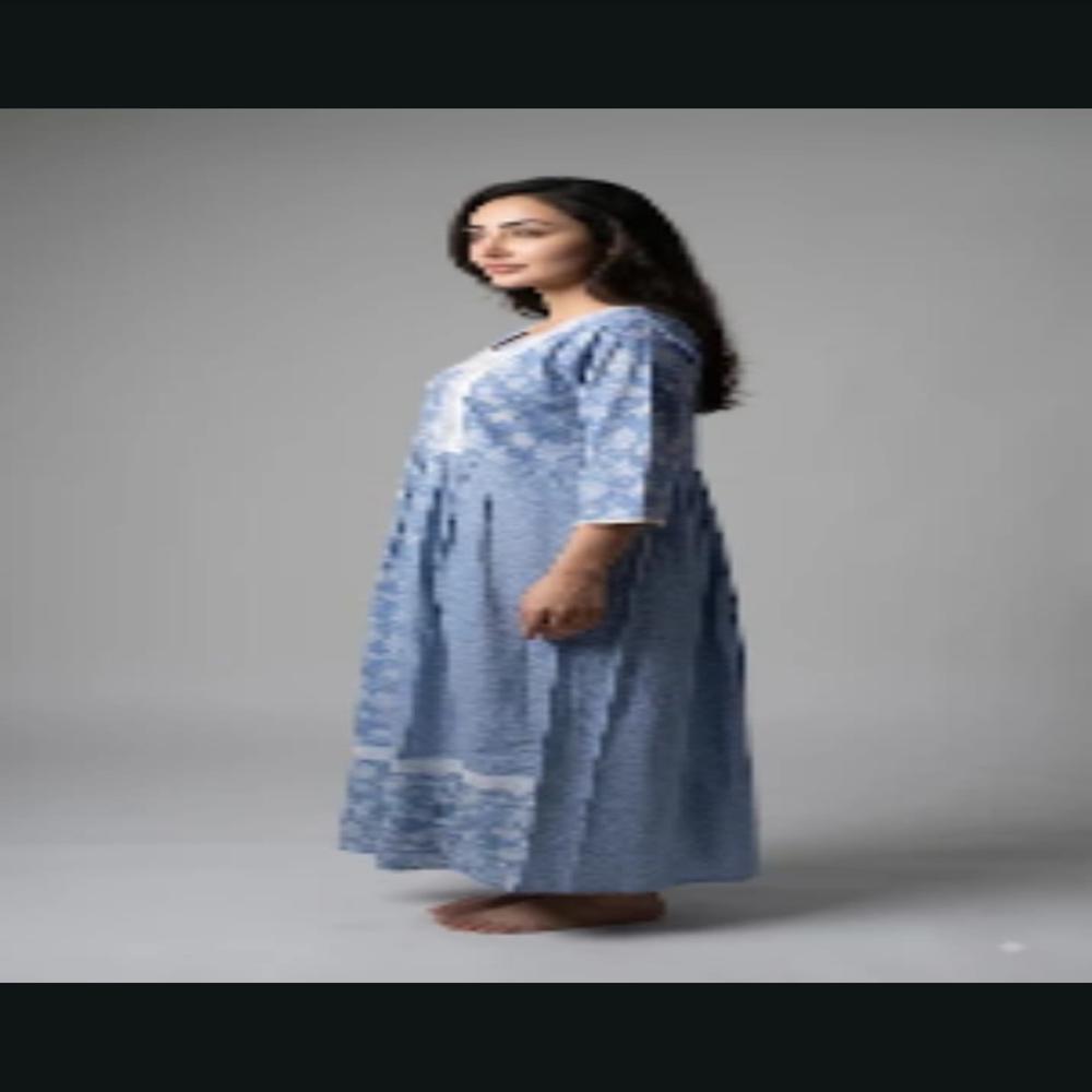 Pure Cotton Kaftan Nightdress for Women | Arabic Long Nightgown with Lace | EVOLOVE
