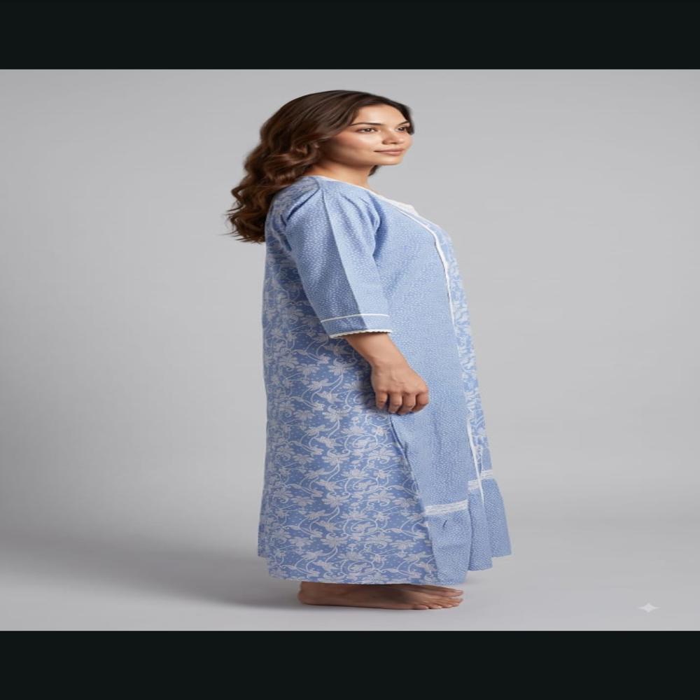 Arabic Pure Cotton Kaftan Nightdress for Women | Long Nightgown with Lace