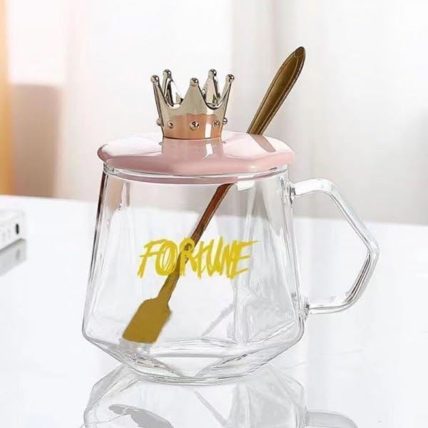 Glass Coffee Mug With Crown Lid