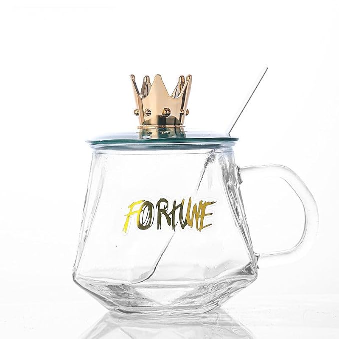 Glass Coffee Mug With Crown Lid