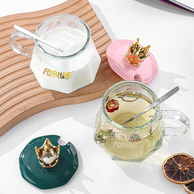 Glass Coffee Mug With Crown Lid