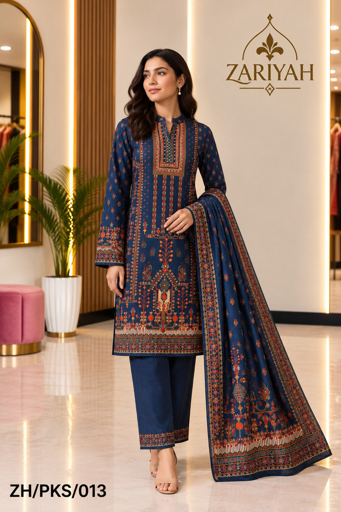 ZH-PKS-013 3 Pcs Printed Kurti Set
