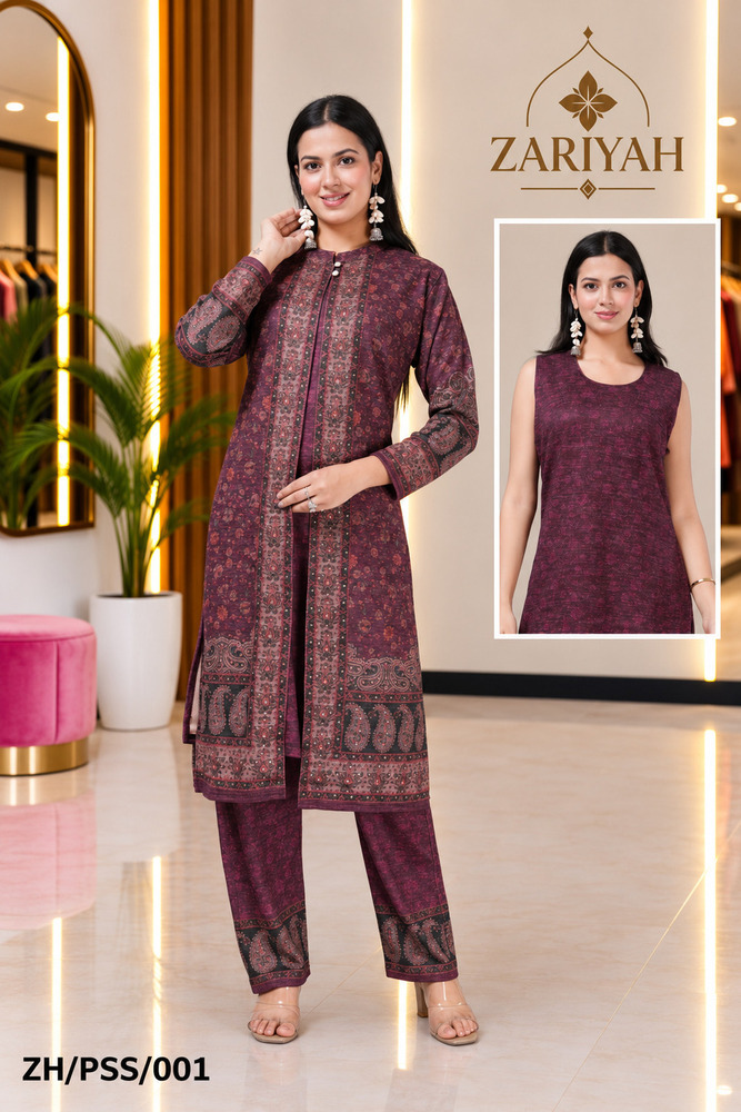 Zh-Pss-001 Printed Shrug Kurti Set - Gender: Female