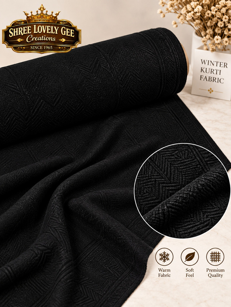 Black Winter Kurti Fabric - Fabric Type: Multani