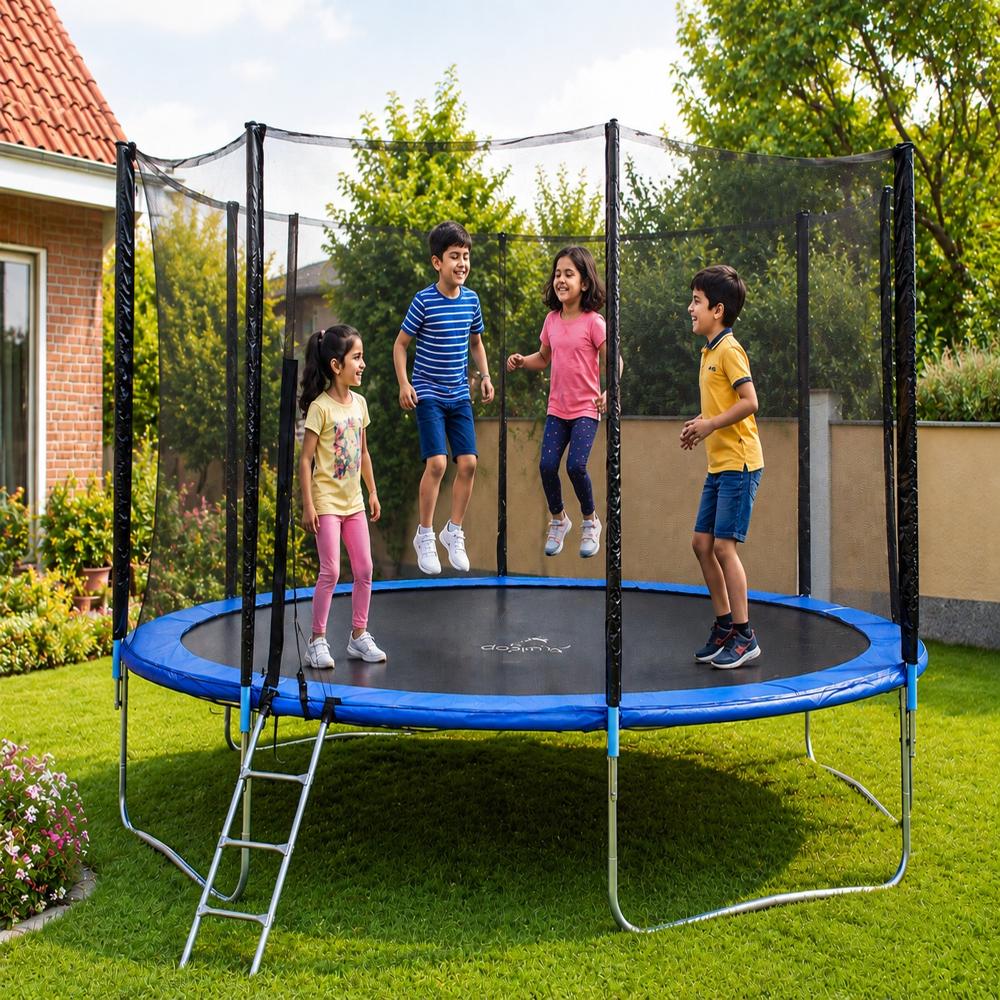 Dolphy 14 ft Jumping Trampoline with Enclosure (Blue & Black)