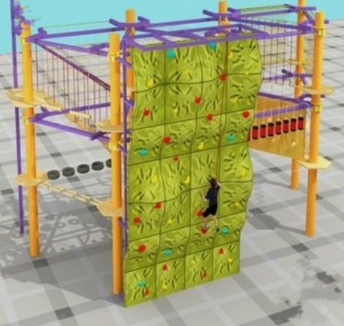High Rope Course With Climbing Fiber Wall