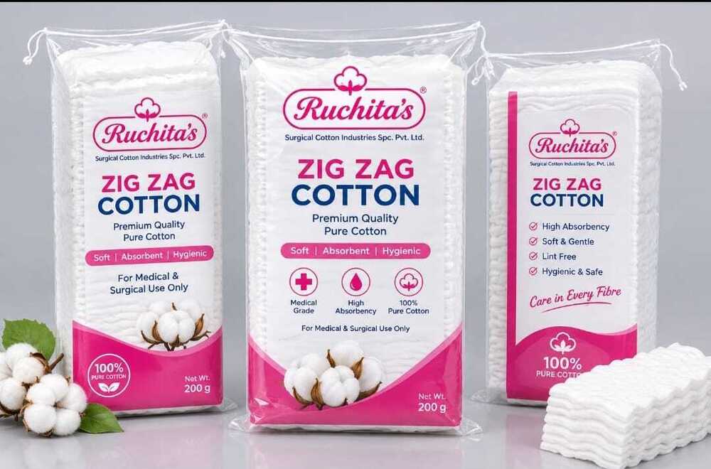 200 Gm Zig Zag Cotton - Color: White