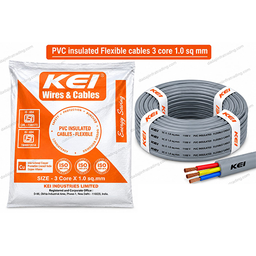 3 Core 1.0 sq mm PVC Insulated Flexible Cable