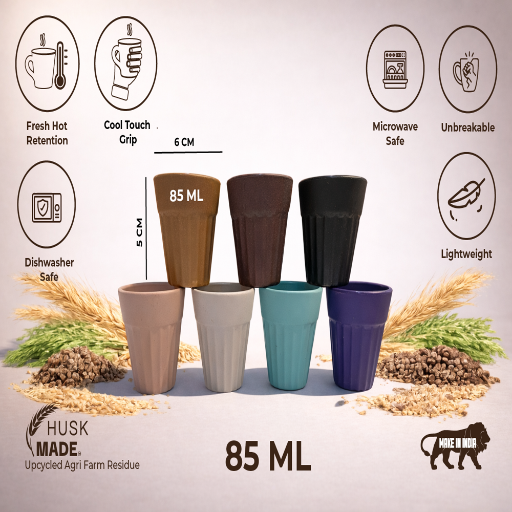 Tea Glass 85 Ml Ricehusk Glass Kulhad Shaped Tea Cup | Sustainable Biocomposite Tea Cup - Ceramic Type: Rice Husk Bio Composite