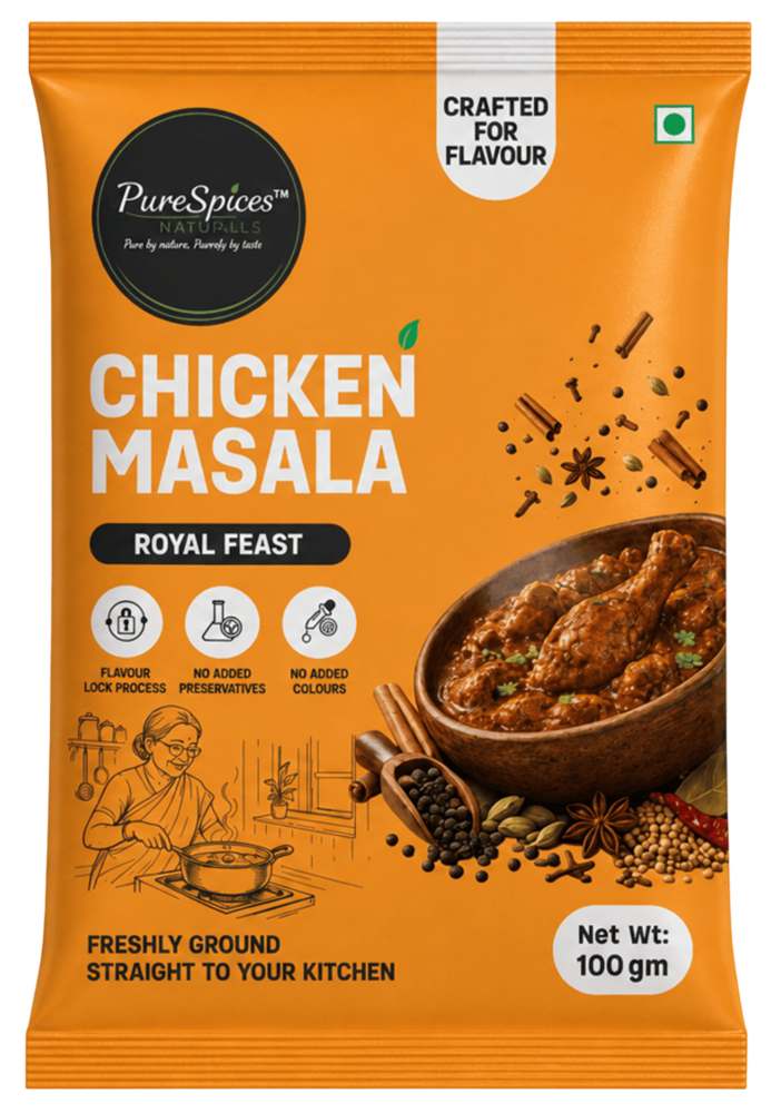 100 Gm Chicken Masala - Color: Orange (Packaging)