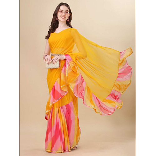 Yellow Ruffle Saree