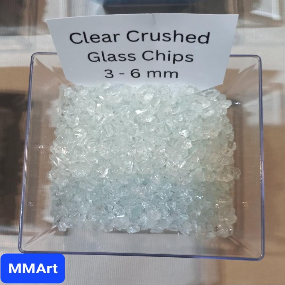 Crushed Clear Glass Chips Cullet for Decorative Fire Pit Landscaping and Terrazzo Tile Manufacturing