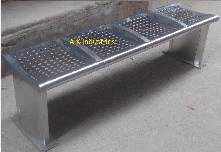 Backless Steel Bench - Finish: Polished