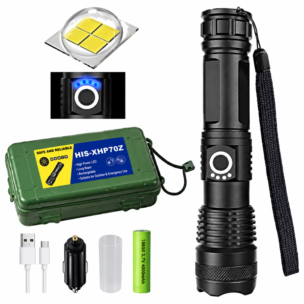 High Power Waterproof Flashlight Zoomable Focus XHP50Z 20W