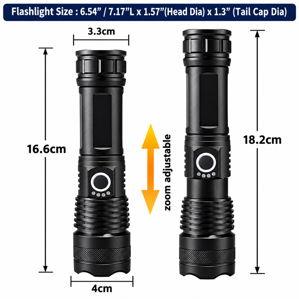 High Power Waterproof Flashlight Zoomable Focus XHP50Z 20W