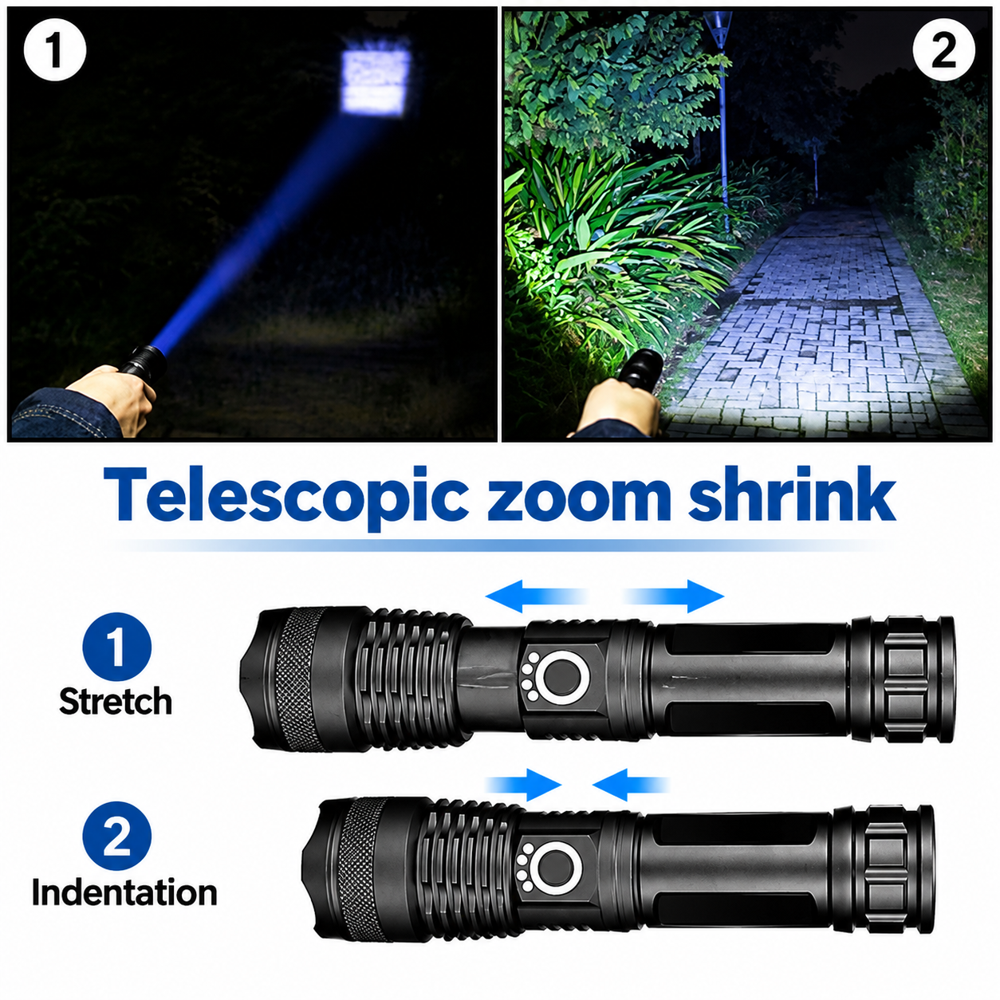 High Power Waterproof Flashlight Zoomable Focus XHP50Z 20W