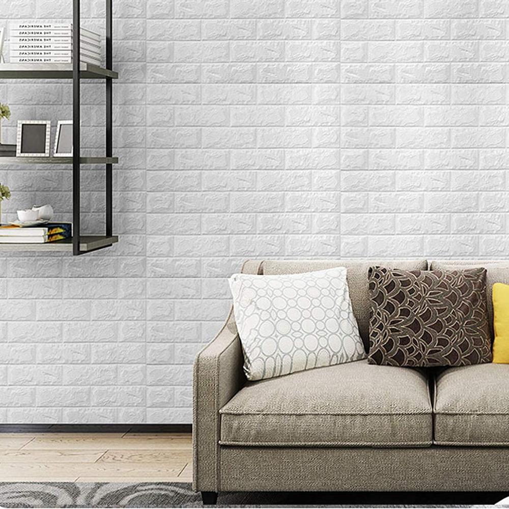 3d Brick Foam Wallpaper Self Adhesive Wallpaper For Home, Office, Hotel, Restaurant - White - Roll Weight: 50 Grams (g)