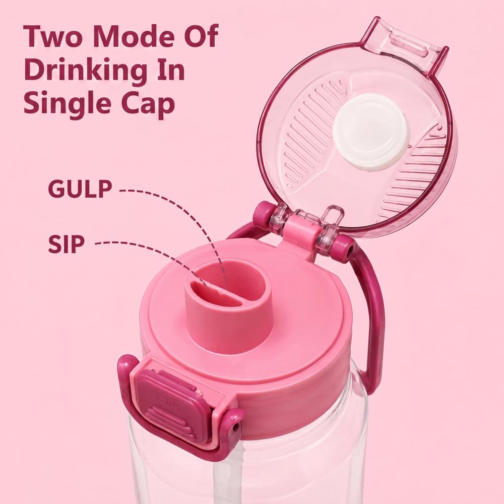 Flamingo Printed Water Bottle with Handle & Flip Cap