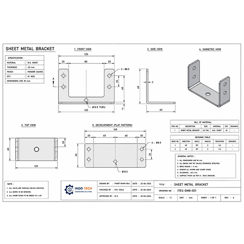 Sheet Metal Bracket Drawing Services