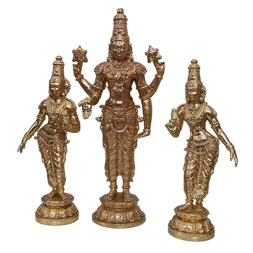 Lord Vishnu With Sridevi And Bhudevi Statue