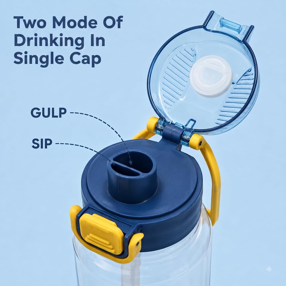 Peacock Printed Water Bottle with Straw Cap